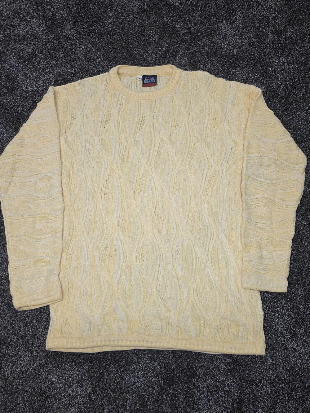Vintage COOGI Down Under Sweater XL Made in Lebanon RN 74095 Cream Cable 3DKnit